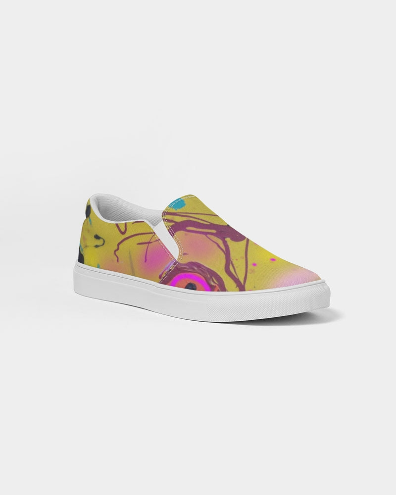 Abstract Yellow Women's Slip-On Canvas Shoe