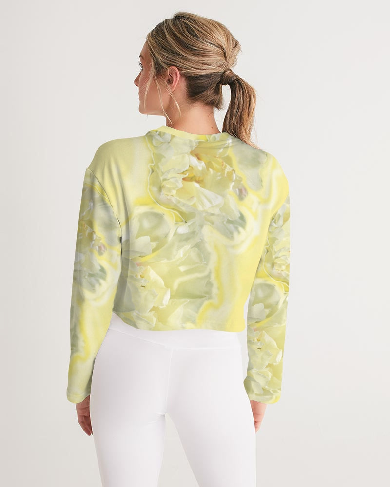 Yellow Peony Women's Cropped Sweatshirt