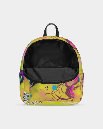 Abstract Yellow Mini Canvas Backpack