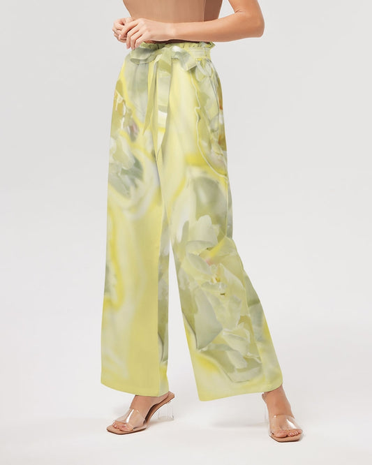 Yellow Peony Women's High-Rise Wide Leg Pants