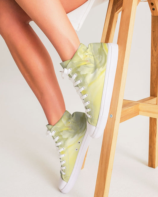 Yellow Peony Women's Hightop Canvas Shoe