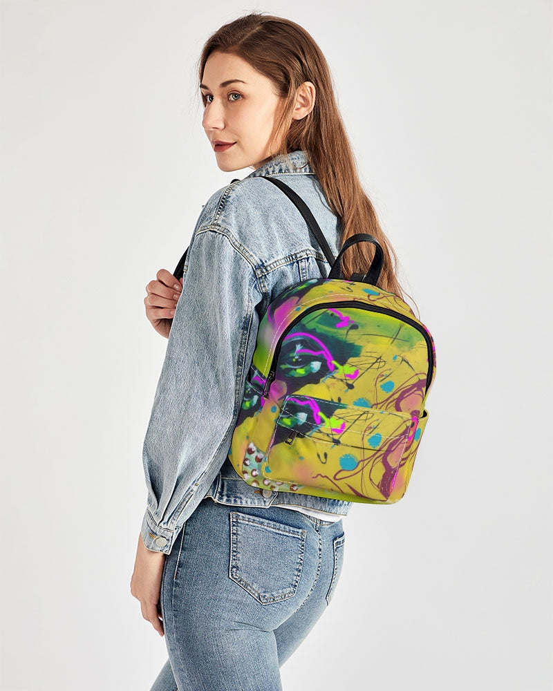 Abstract Yellow Mini Canvas Backpack