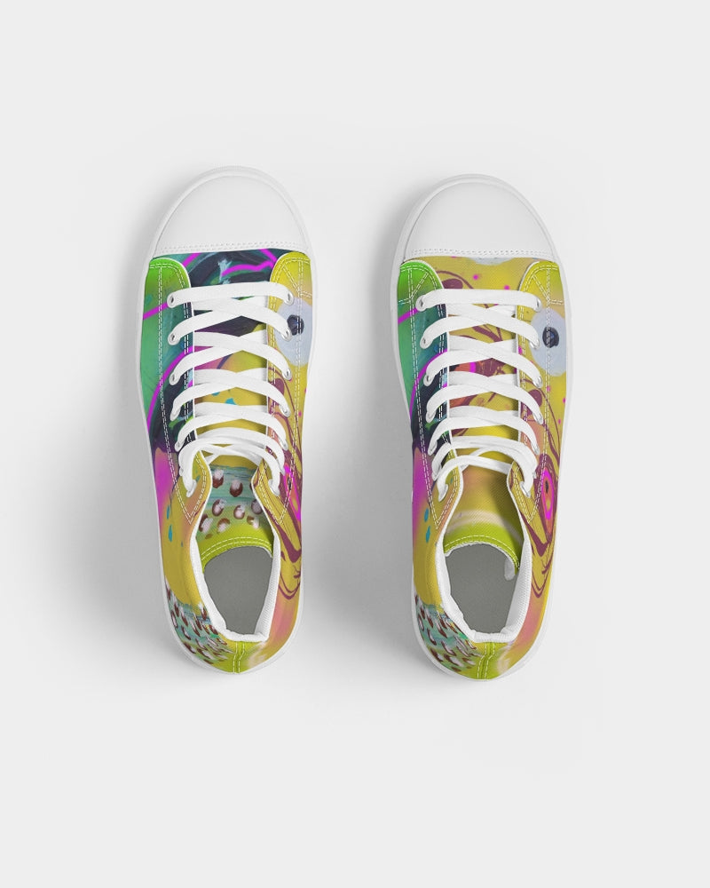 Abstract Yellow Men's Hightop Canvas Shoe