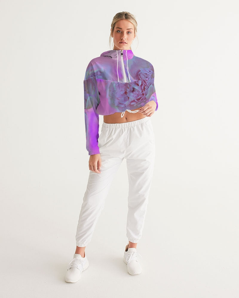 Peony Floral Women's Cropped Windbreaker