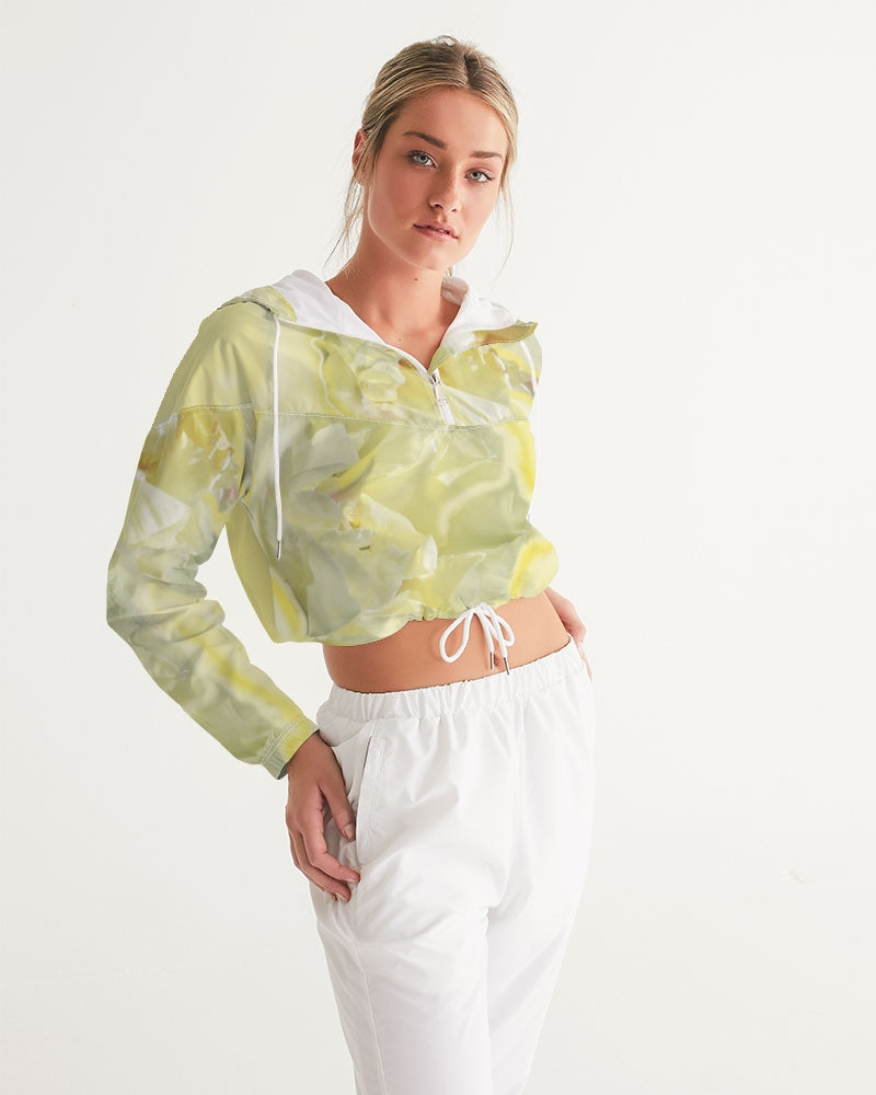 Yellow Peony Women's Cropped Windbreaker