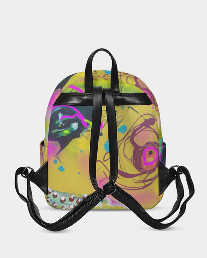 Abstract Yellow Mini Canvas Backpack