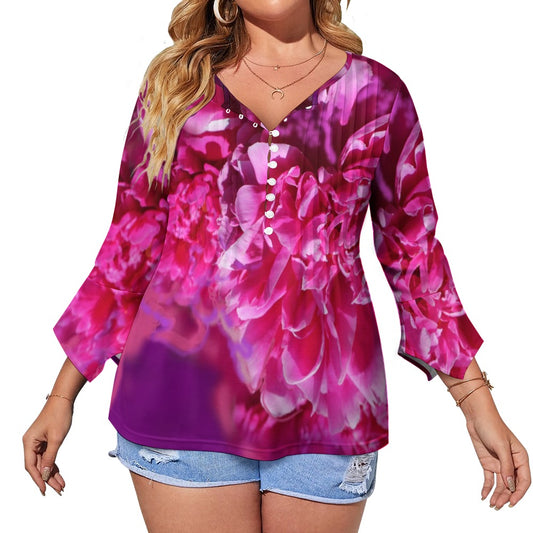 Women's ruffled petal sleeve top