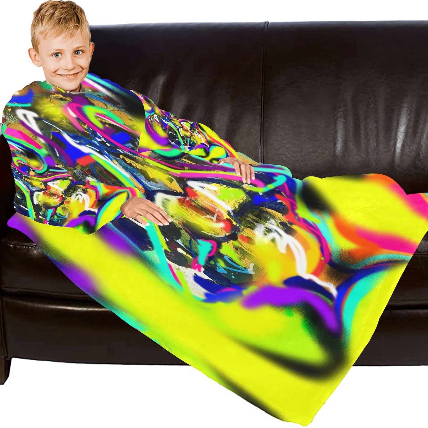 Blanket Robe with Sleeves for Kids