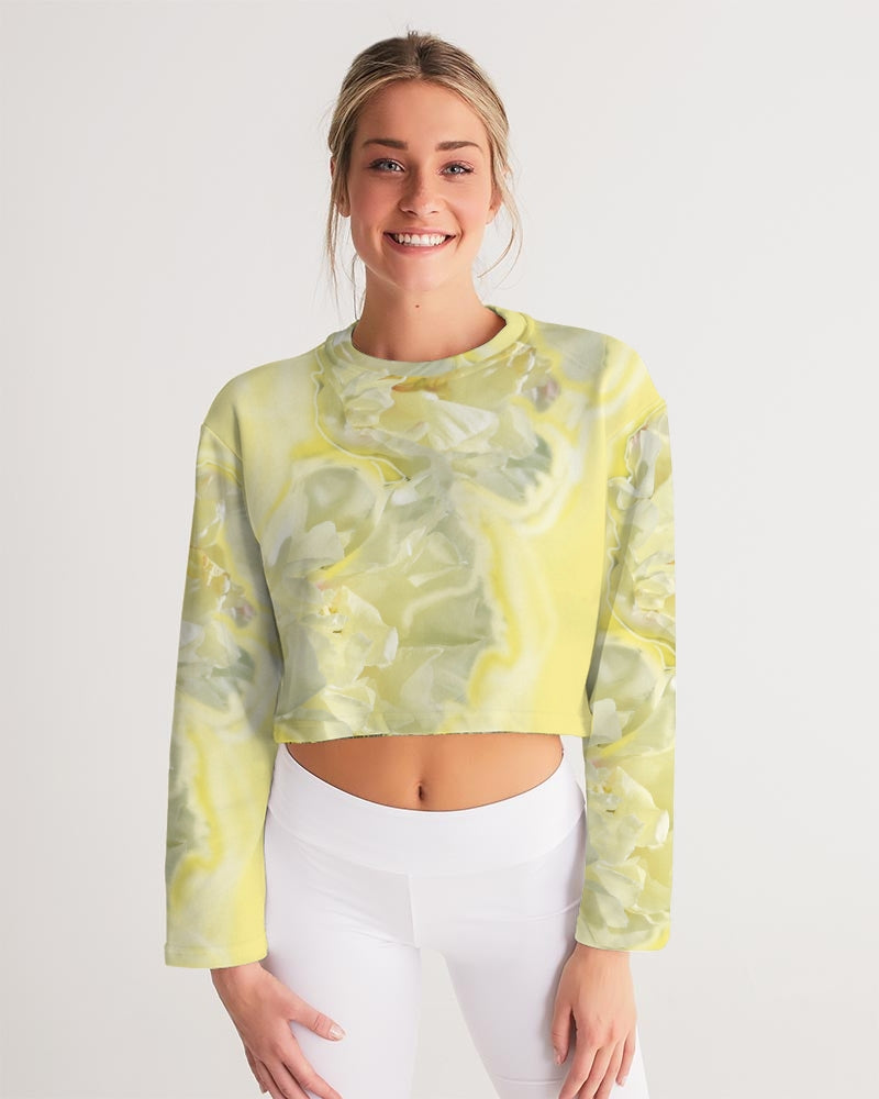 Yellow Peony Women's Cropped Sweatshirt