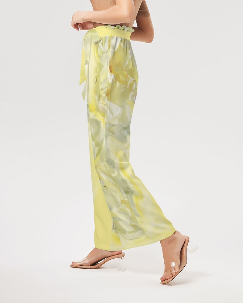 Yellow Peony Women's High-Rise Wide Leg Pants