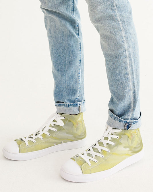 Yellow Peony Men's Hightop Canvas Shoe