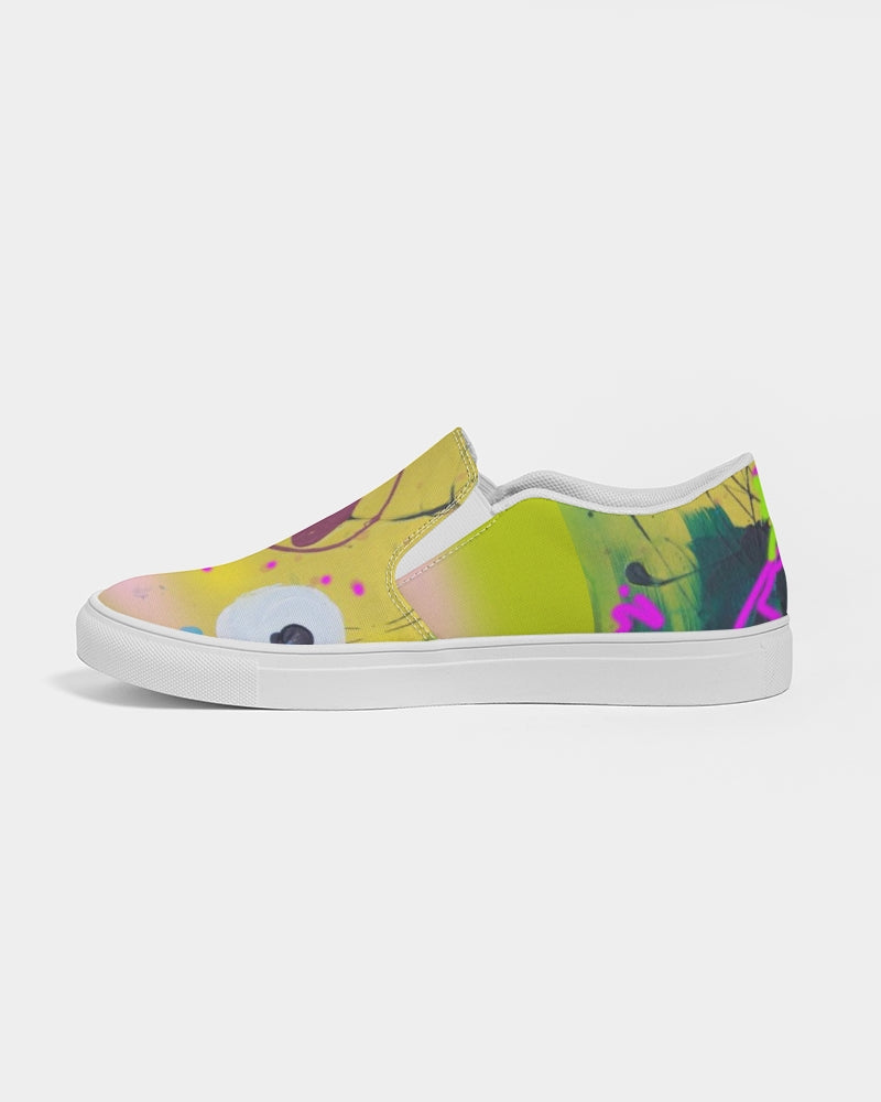 Abstract Yellow Women's Slip-On Canvas Shoe