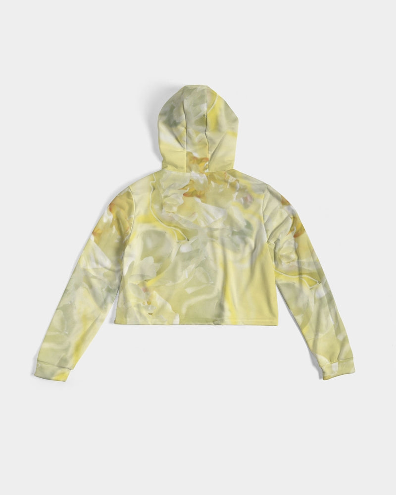 Yellow Peony Women's Cropped Hoodie