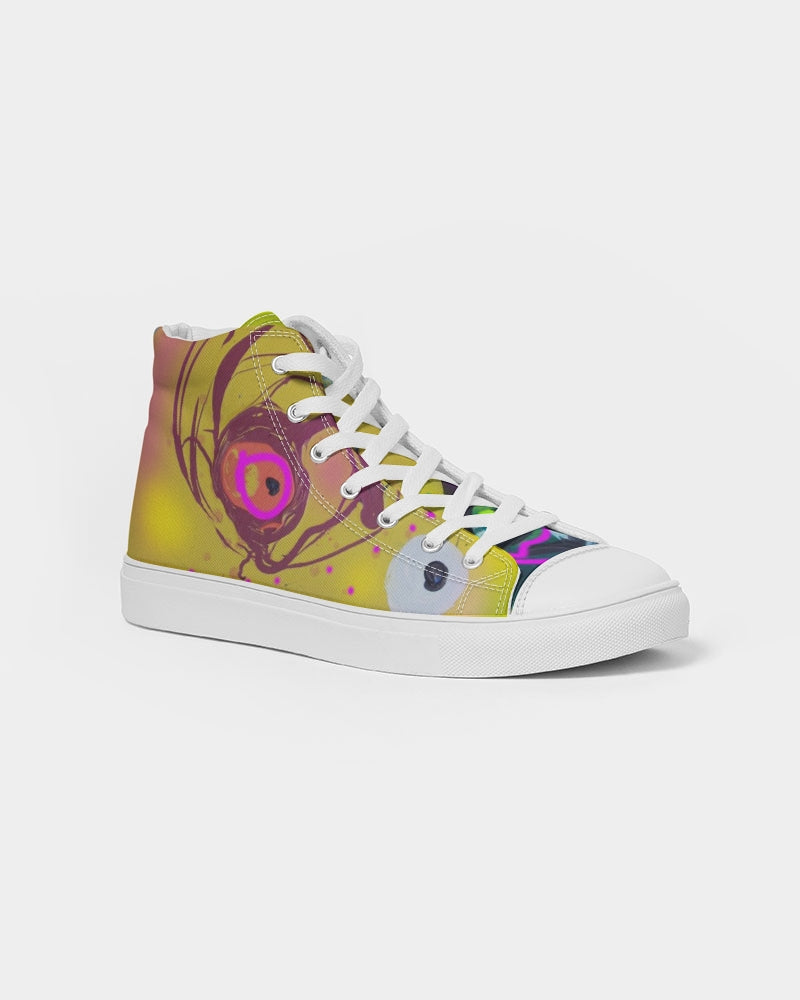 Abstract Yellow Women's Hightop Canvas Shoe