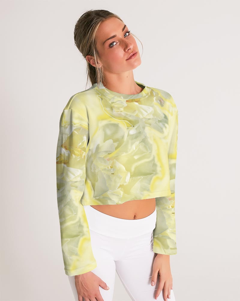 Yellow Peony Women's Cropped Sweatshirt