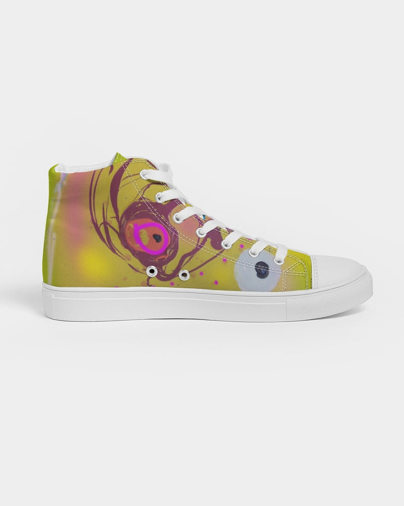 Abstract Yellow Women's Hightop Canvas Shoe