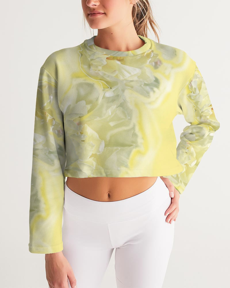 Yellow Peony Women's Cropped Sweatshirt